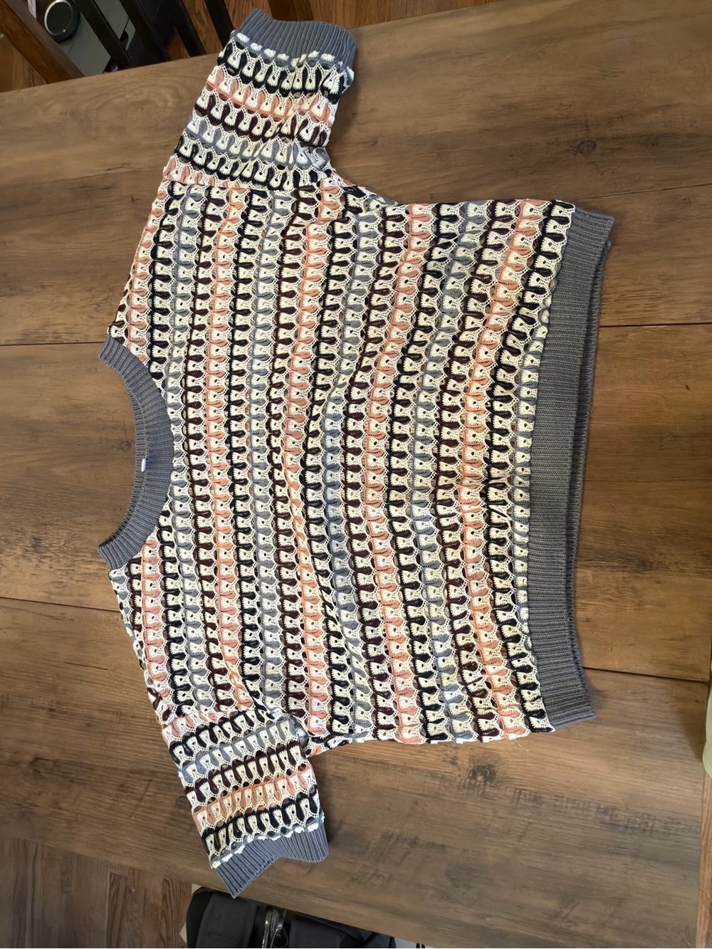 DR2 Multicolor Knit Crewneck Sweater with Gray Trim